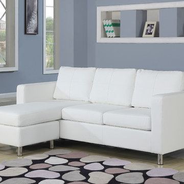 Kemen Reversible Chaise Sectional, White Bycast PU