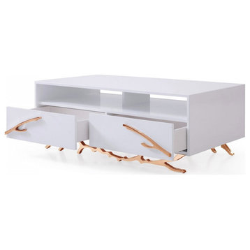 Spiro Modern White and Rose Gold Coffee Table