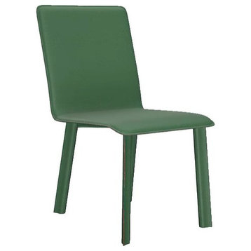 Perugia Top Grain Leather Side Chair, Norden Leather, Green