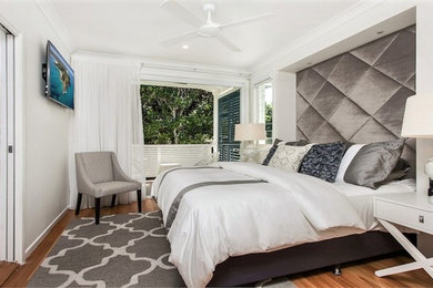 Design ideas for a beach style bedroom in Orange County.