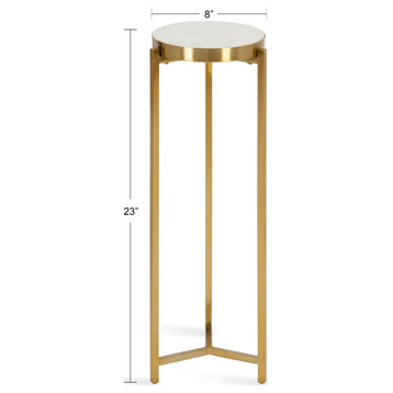 Aguilar Glam Drink Table, White/Gold 8x8x23
