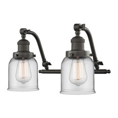 Small Bell 2-Light Bath Fixture, Clear Glass, Oil Rubbed Bronze, Incandescent
