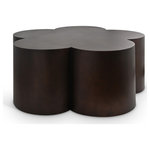 Meridian Furniture - Lucky Iron Coffee Table, Brown, Coffee Table - Ideal for modern or eclectic interiors, the Lucky antique bronze brown iron coffee table effortlessly combines artistry and practicality, becoming a centerpiece in any room.With its clover-like silhouette, this table brings a playful yet sophisticated charm. The smooth surface provides both functionality and style, while the rounded shapes create a soft contrast to the industrial material.