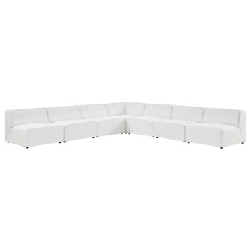 Odette White Vegan Leather 7-Piece Sectional Sofa