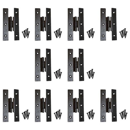 Black Offset H Hinge 3.5" H Wrought Iron Kitchen Cabinet Door Hinges Pack of 10