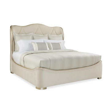 Adela Diamond Quilted Upholstered Sleigh Bed, King