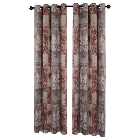 Vogue Grommet Window Curtain Panel, 50"x84", Marsala