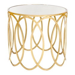 Worlds Away Olivia Gold Leafed Oval Side Table with Mirror Top - Side Tables And End Tables