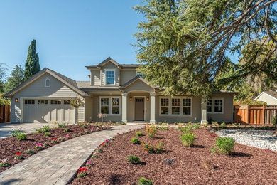 Example of a large transitional two-story exterior home design in San Francisco