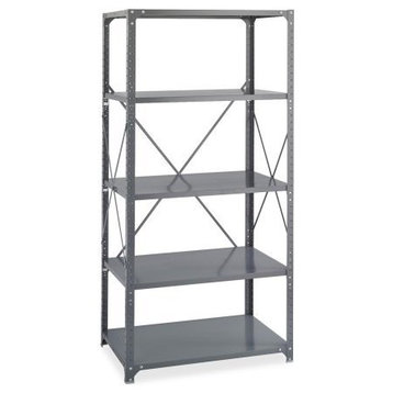 Commercial Steel Shelving Unit, 5-Shelf, 36"x18"x75", Dark Gray