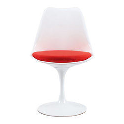 JOVECO - Joveco 360 Degree Swivel Tulip Chair With Cloth Cushion Pad, White Red - Outdoor Dining Chairs