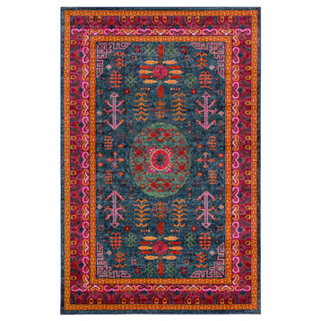 Anika Traditional Teal, Aqua Area Rug, 5'3"x7'3"