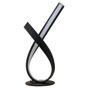 ORE International 17" Abstract Upright Ribbon Bow Led Black Metal Table Lamp