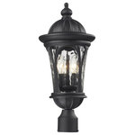 Z-Lite - Doma 3 Light Post Light or Accessories, Black - Traditional and timeless, this medium outdoor post head fixture combines black cast aluminum hardware with clear water glass for a classic look.