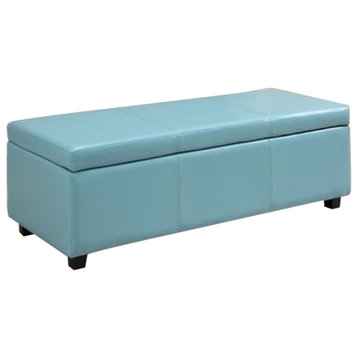 Atlin Designs Faux Leather Storage Bench in Blue