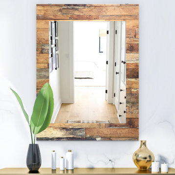 Designart Wood Iv Modern Frameless Wall Mirror, 28x40