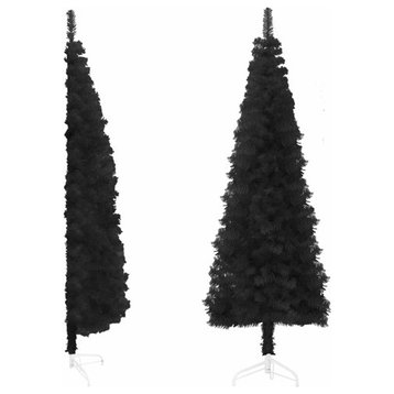 vidaXL Christmas Tree Decor Slim Artificial Half Xmas Tree with Stand Black