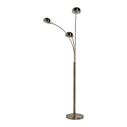 Barker and Stonehouse - 3 ARM BRUSHED BRASS FLOOR LAMP - L&aacute;mparas de pie