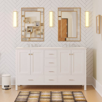 Horizon 60" Double Bathroom Vanity, White, Engineered White