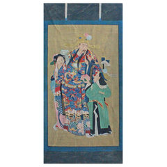 Chinese Large Vintage Canvas Color Ink God Of Fortune Painting Art cs4309S Chinese Large Vintage Canvas Color Ink God Of Fortune Painting Art cs4309S