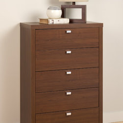 Prepac Medium Brown Walnut Series 9 Designer 5-Drawer Chest - Products