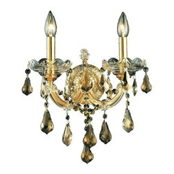 Elegant Lighting - Swarovski Elements Smoky Golden Teak Crystals 2-Light Crystals Wall Sconce - Wall Sconces