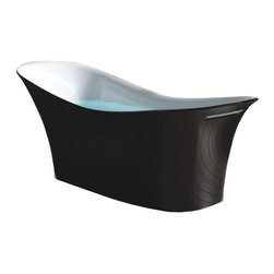ADM Bathroom Design - ADM Slippered Freestanding Bathtub, Black/White, 74.4" - Bathtubs