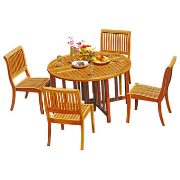 5-Piece Outdoor Patio Dining Set, 48" Butterfly Table, 4 Arbor Stacking Chair