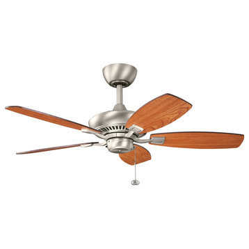 44" Canfield Fan, Brushed Nickel/Cherry and Walnut Blades