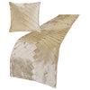 Designer Ivory Satin Queen 74"x18" Bed Runner, Pintucks, Textured Glazed Satin