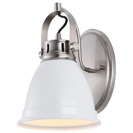 Phineas Light Farmhouse Bohemian Iron LED Vanity, White, 1-Light