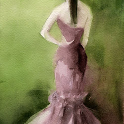 Mauve Evening Gown Watercolor Fashion Art - Fine Art Prints