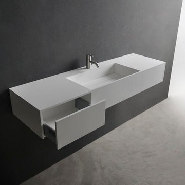 Solid Surface Bathroom Vanities and Wall Mounted Washbasins