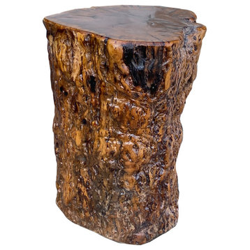 Raw Wood Rough Grain Finish Irregular Shape Short Stool Table Hcs7539