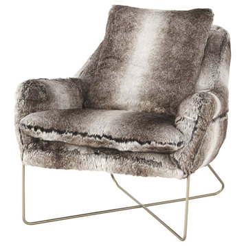 Ashley Wildau Faux Fur Accent Chair in Gray