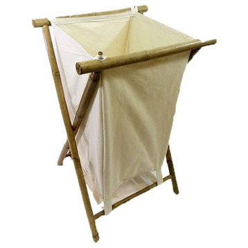 Folding Bamboo Laundry Hamper,  14.5"W x 20"D x 60"H