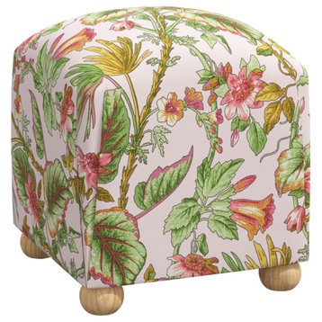 Red from Scalamandre by Cloth & Company Hampton Ottoman, Tropical Flora Blush