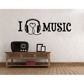 I Love Music, Wall Decal Quote, Copper, 31"x10"