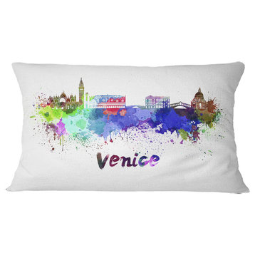 Venice Skyline Cityscape Throw Pillow, 12"x20"