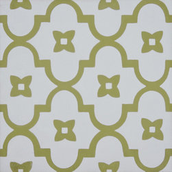 Moroccan Mosaic & Tile House - 8"x8" Gueliz Handmade Cement Tile, Gold/White, Set of 12 - Wall And Floor Tile