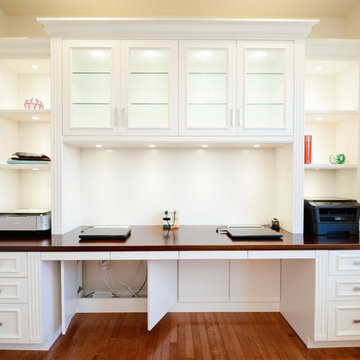 Traditional White Painted Maple Built-in Desk