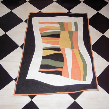 modern rug painted onto a painted floor