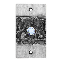 HawkHillHardware - Rustic Bell Plate With Button, Wrought Iron - Doorbells And Chimes