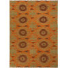 Flat-Weave Durable Wool Orange/Green Area Rug (8 x 10)