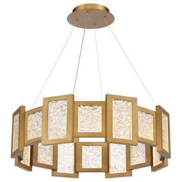 Modern Forms PD-66028 Fury 28"W LED Suspended Drum Chandelier - Aged Brass