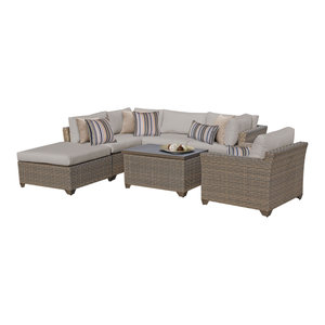 Monterey 7 Piece Outdoor Wicker Patio Furniture Set 07d Tropical Outdoor Lounge Sets By Design Furnishings