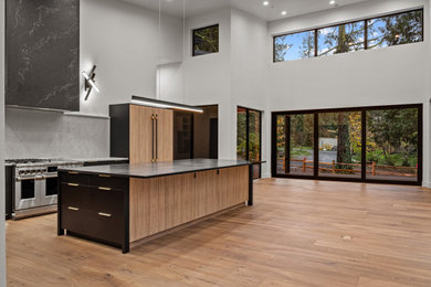 Example of a minimalist kitchen design in Seattle