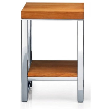 Harmony 807 Wood Stool with Board in Polished Stainless Steel