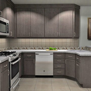 Dark Transitional Kitchen Remodel |Espresso Cabinets & Light Granite Countertops