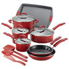 Hard Porcelain Enamel Nonstick Cookware Set, Red Gradient